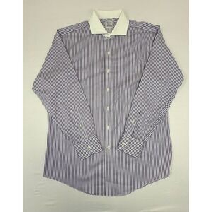 Brooks Brothers Regent Fit Purple White Stripe Non‎ Iron Dress Shirt 16 33 Mens